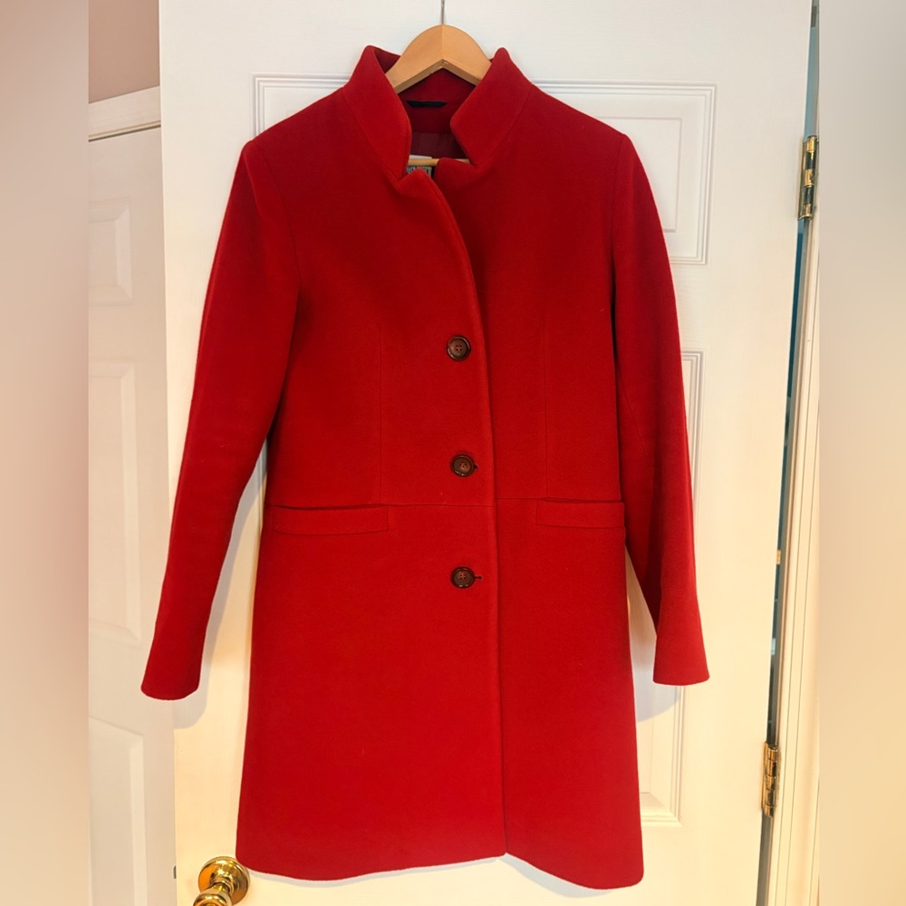 Cinzia Rocca Due dark red wool cashmere stand collar coat size 6
